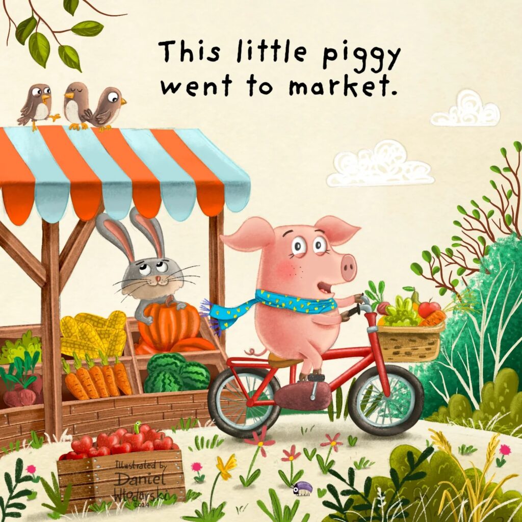Little piggy children's book illustration by Daniel Włodarski